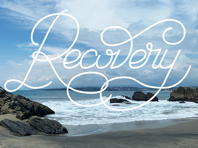 Recovery beach custom lettering custom type flourish folk font hand lettering handlettering lettering ligature monoline monoweight illustration recovery script sea swashes type typography vector