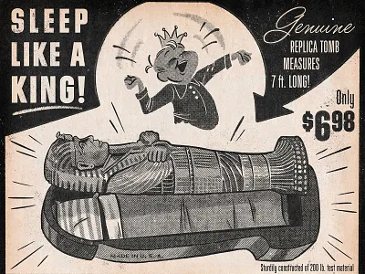 Sleep Like a King | Halftone Brush Test halftone illustrator brushes king tut photoshop brushes procreate art procreate brushes retro sleep vintage