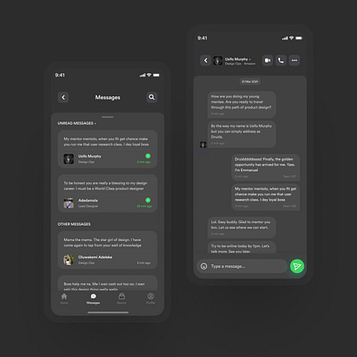 Mentrix messages screen dark app app design design figma mobile ui ui ui design uidesign uidesign uxdesign uiux figma uiux