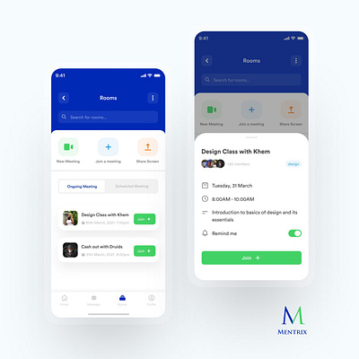 Mentrix rooms tab design mobile ui ui design uidesign uidesign uxdesign uiux figma uiux