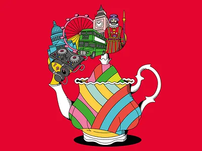 Beefeater Gin - London Spirit, teapot beefeater beefeater gin city illustration cityscape editorialart editorialdesign editorialillustration freelanceillustrator graphicdesigner illustration london london illustration londonillustrator packaging illustration poster design spot art spot illustration tea teapot