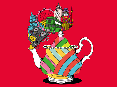 Beefeater Gin - London Spirit, teapot beefeater beefeater gin city illustration cityscape editorialart editorialdesign editorialillustration freelanceillustrator graphicdesigner illustration london london illustration londonillustrator packaging illustration poster design spot art spot illustration tea teapot