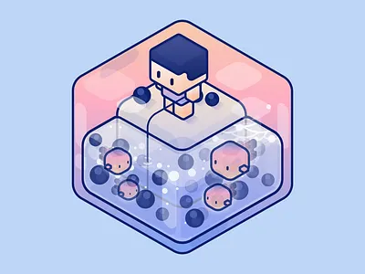 Boba 3d boba bubbletea cube cute design fishing graphic happy illustration kid minimal perspective world