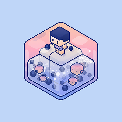 Boba 3d boba bubbletea cube cute design fishing graphic happy illustration kid minimal perspective world