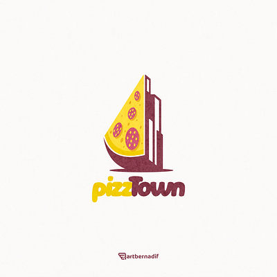 pizza and town logo combination animation app branding building design flat food icon illustration logo pizza town ui vector