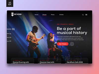 Event Booking Site | Website Design alok concert concert ticket booking designedbyalok event booking firstshot music event reverb rock band ticket booking ui ui designer uiux ux web design web ui design webdesign website design