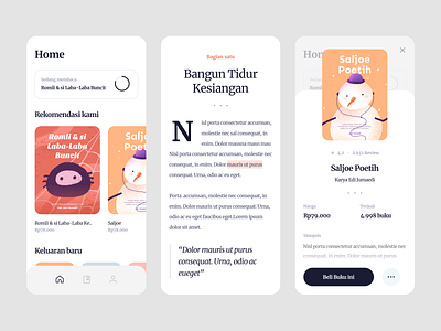 Book Reader App app clean ebook icons illustration marketplace mobile reader shop typography ui ux