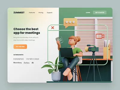 Remote Meetings - 3D Illustration 3d blender branding design header hero illustration homepage illustration landing page meetings remotework uidesign website