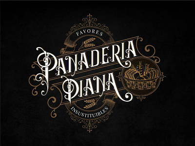 PANADERIA DIANA (bakery) caligraphy design illustration lettering art lettering logo logodesign monogram tattooart tattoologo typogaphy