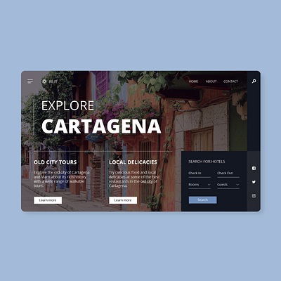 Explore Cartagena cartagena city clean colombia concept design explore homepage hotel hotel booking interface landing page minimal product tourism travel ui ux web design website