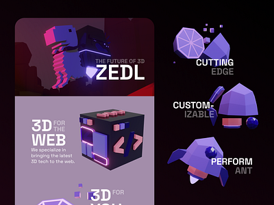 Zedl.io 3d animation blender branding design graphic design illustration ui