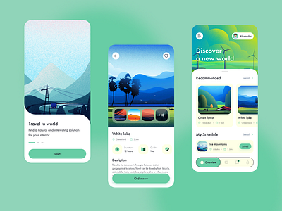 Travel App - Mobile App Design adventure agency app booking camping clean design explore graphic design illustration mobile mobile app nature tourism travel trip ui uiux ux vacation