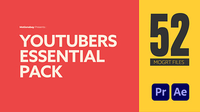 Youtubers Essential Pack | MOGRT | Premiere pro advertising after effects animation bell broadcast button channel corporate design flat latest videos logo intro modern mogrt promotion subscribe templates titles youtube youtuber