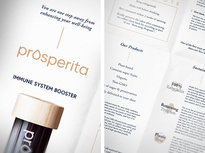 Prosperita Booklet booklet brand identity branding brochure cbd design drink fnb food healthcare illustration logo logotype manual print supplement sustainability typography wellness wellness logo