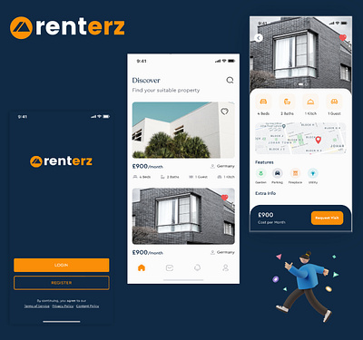 Renterz App UI/UX Design app app design prototype uiux uiuxdesign uiuxdesigner