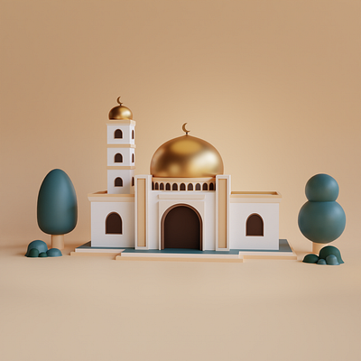 3D MOSQUE - 3D islamic building or landmark 3d 3d art 3d modeling blender design illustration illustrator ui ux web