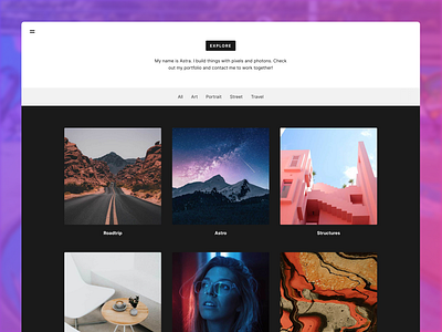 Explore Template for Dunked art artist design gallery illustration lightbox personal brand photography portfolio template theme