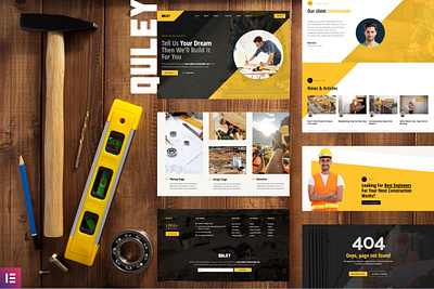 Construction & Engineering Elementor Template Kit construction design elementor engineering template ui ux website