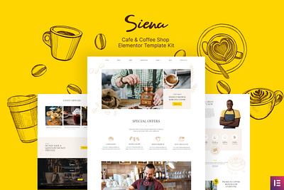 Cafe and Coffee Shop Template Kit cafe coffee design elementor shop template ui ux website