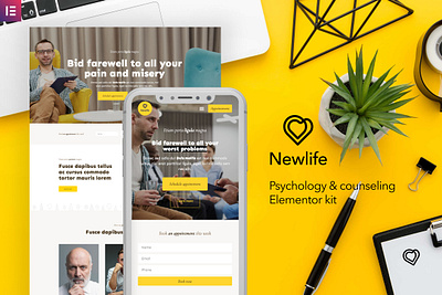 Psychology & Counseling Elementor Template Kit counseling design elementor psychology template ui ux website