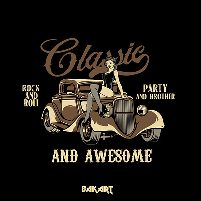 Classic and awesome art badge illustraion teesdesign vintage