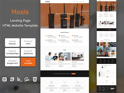 Mosis Landing Page HTML Web Template V1.0 bem blog business homepage html personal portfolio sass shop store web website