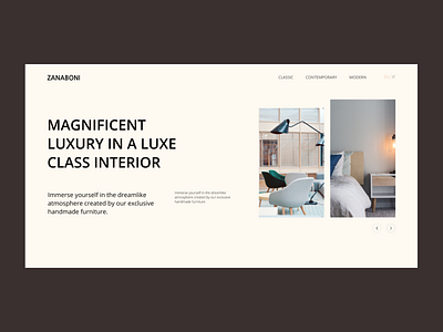 Landing Page For Zanaboni Brand concept design landing page shot uiux