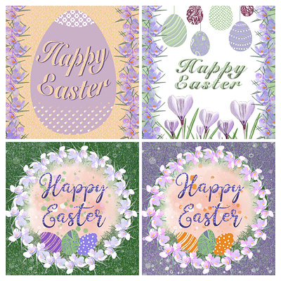 Happy Easter Cards series greeting card greeting cards greetingcard illustration design postcard postcard design postcard project procreate art