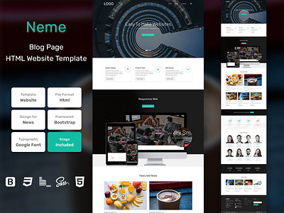 Neme Blog Page HTML Web Template V1.0 bem blog business homepage html personal portfolio sass shop store web website