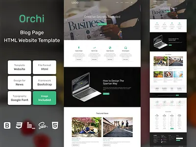 Orchi Blog Page HTML Web Template V1.0 bem blog business homepage html personal portfolio sass shop store web website