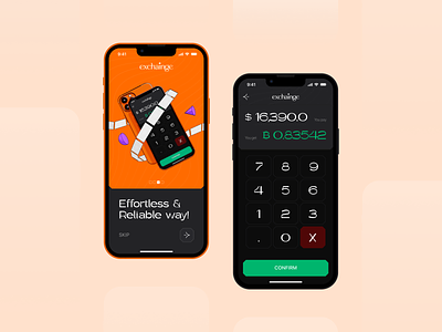 Exchainge ✦ App 3d app blender concept crypto design exchange explore finance illustration mobile mobile ui money orange ui