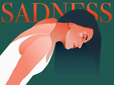 Emotions. Sadness art design digital editorial elegant emotions graphicdesign green illustration orange paint portrait poster red sad sadness selfportrait vector woman