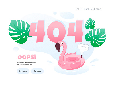 Daily UI 008 404 404 error 404page dailyui design flamingo illustration oops pink vector web webdesign