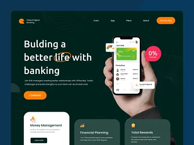 Banking App Landing Page Exploring app banking banking website crypto design designmind finance financial financial app financial landing page interface landing landingpage product uigeek web website