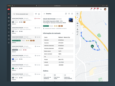 Vehicle Tracking Map and Controls design interface tracking ui ux