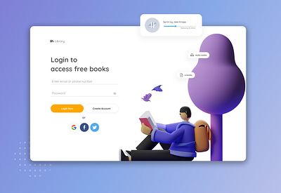 Book library web app design figma figma design figmadesign landing page design minimal ui ux web website