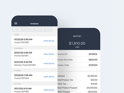 Invoices in Bushel Mobile invoices payments software ui design