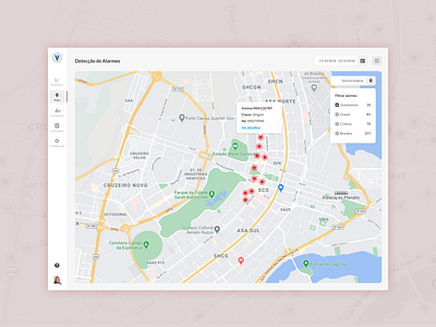 Detecção de Alarmes dashboad map telecom telecommunication ui ux