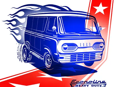 VAN-tastic Ford Econoline 60s america burnout dragracing econoline ford forthofjuly hotrod keepontruckin racing side pipes surf usa van