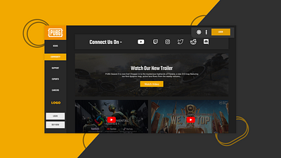 Pubg game landing page -fan redesign -1 design game game app game art game design game website redesign gaming gaming landing page gaming website landing page landing page design pubg redesign streamer app streaming ui uidesign userinterface web design webdesign