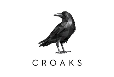 Croaks Logo Design - Polygonal Logo branding crow crow logo crow polygonal geometric crow geometric logo logo design polygonal logo typography