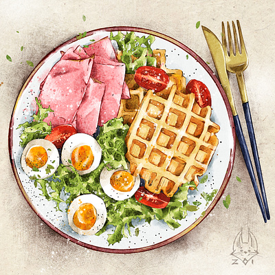 Breakfast design digitalart digitalpainting food food and drink food illustration illustration