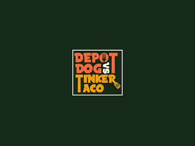 Depot Dog VS Tinker Taco art direction branding flat green logo logo design logodesigner minimal minimalistlogo orange vector wordmark wordmarklogo yellow