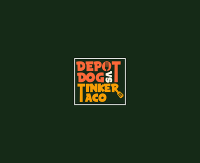 Depot Dog VS Tinker Taco art direction branding flat green logo logo design logodesigner minimal minimalistlogo orange vector wordmark wordmarklogo yellow