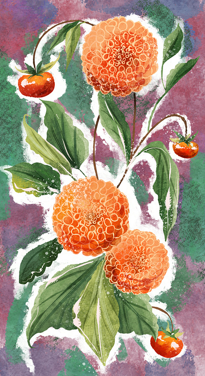 Dahlias design digitalart digitalpainting flower illustration interiordesign