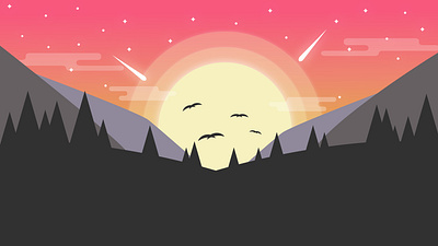 sunset animation art design flat illustration illustrator vector