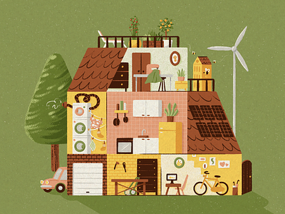 Reuse and reduce car illustration letsdrawthechange onetreeplanted ourplanetweek procreate reduce reuse shed tree upcycle