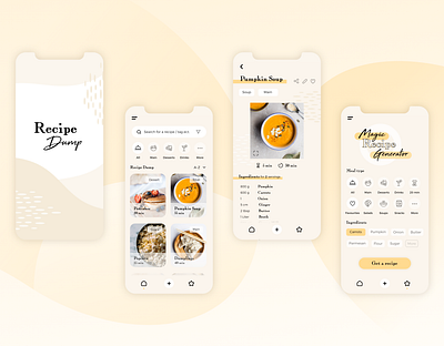 Recipe Dump - App Prototype app application branding cookbook cooking design food app groceries recipe app ui