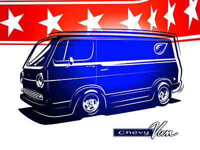VAN-tastic Chevy Van 60s boogie van bubble window chevy fourth of july freedom van hot rod keep on truckin van