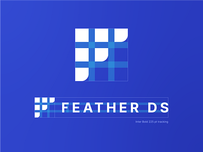 Feather DS Logotype Schematic app branding component design design system feather graphic design grid icon iconography icons logo logo design logotype minimal typography ui ux vector web